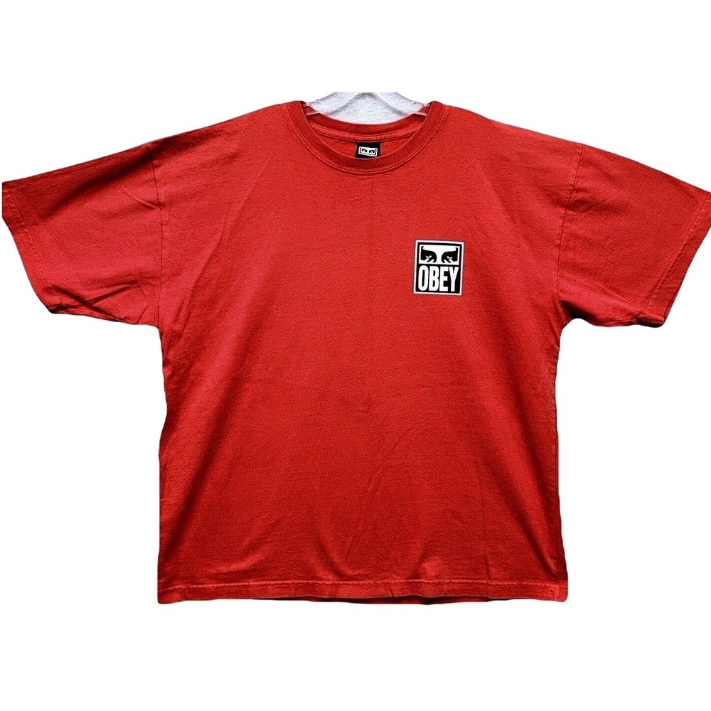 Obey Eyes Logo T-shirt Size XL Red SHort Sleeve Streetwear